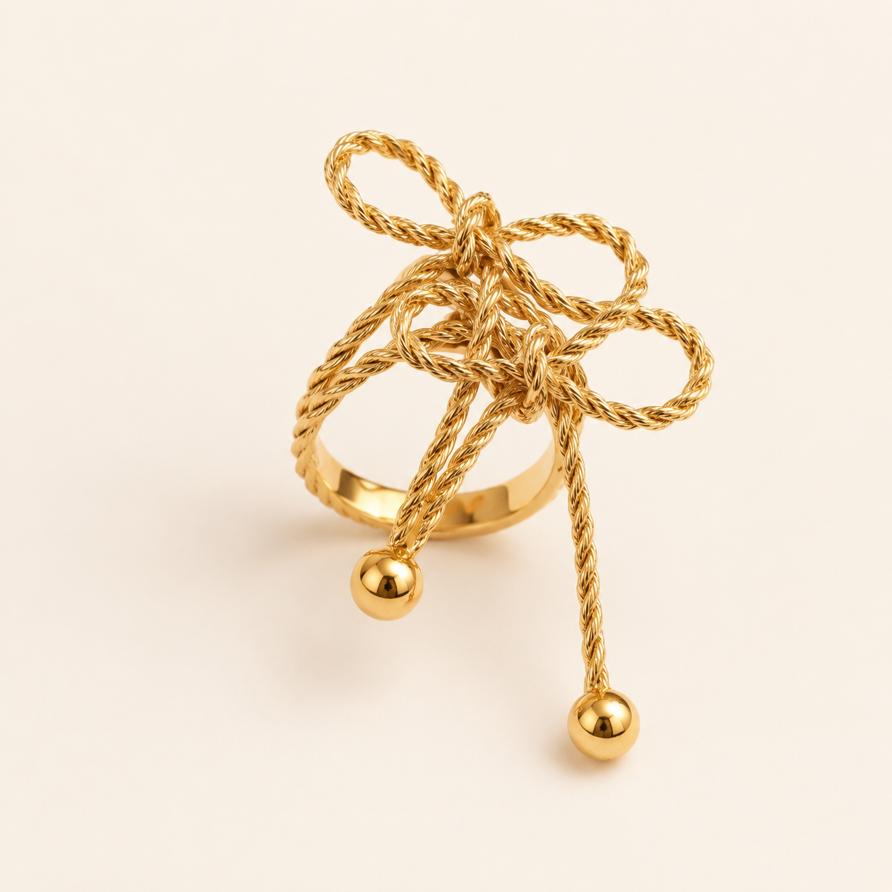 Gold Twisted Rope Bow Ring