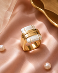 White Ribbed Block Ring