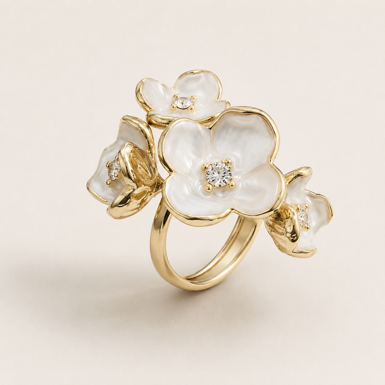 White Floral Statement Ring
