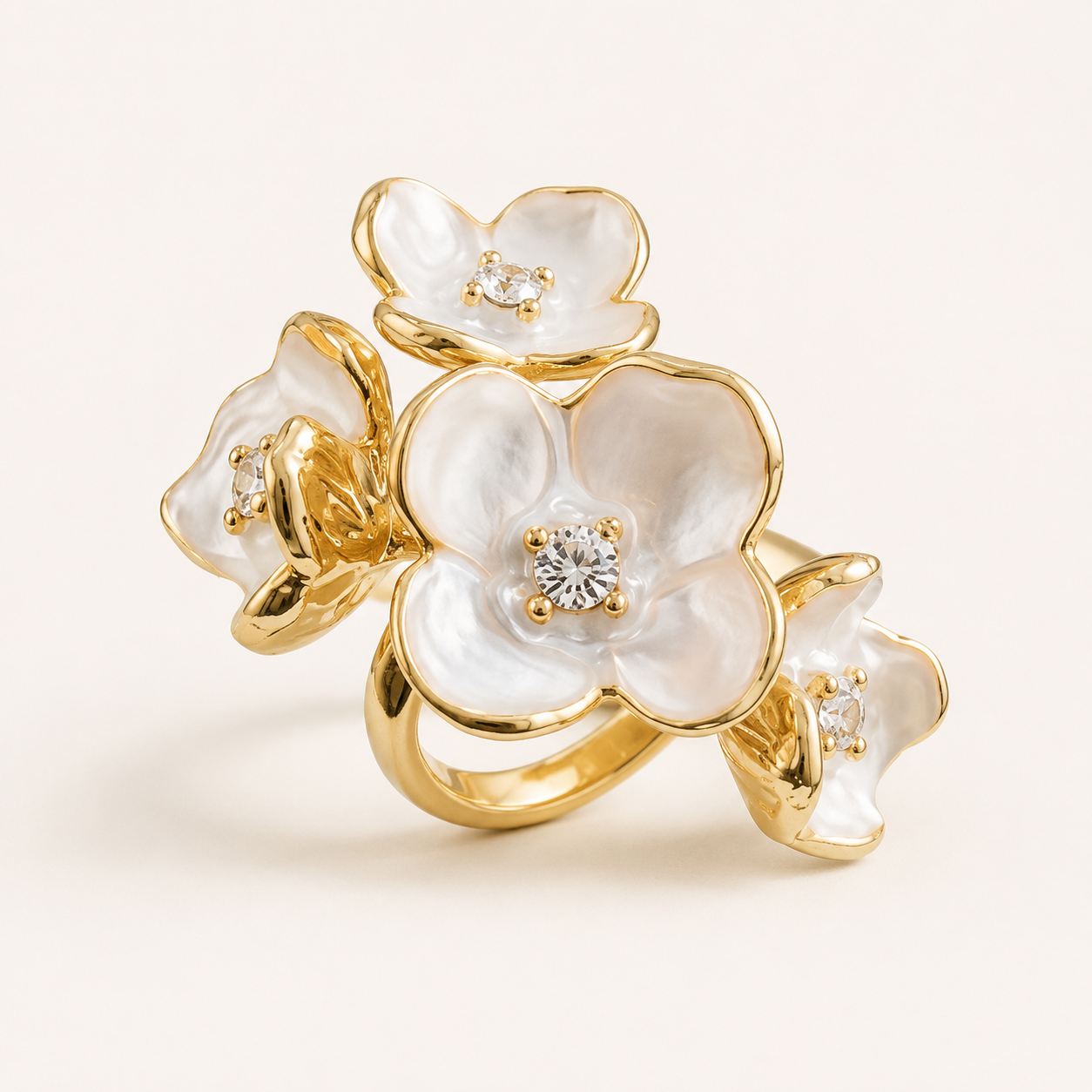 White Floral Statement Ring