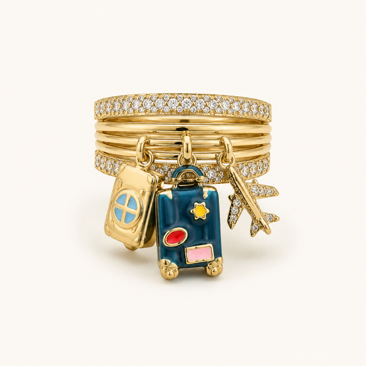 Gold Travel Charm Ring