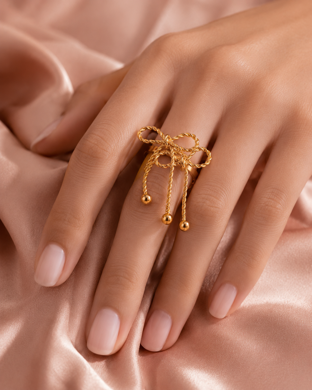 Gold Twisted Rope Bow Ring