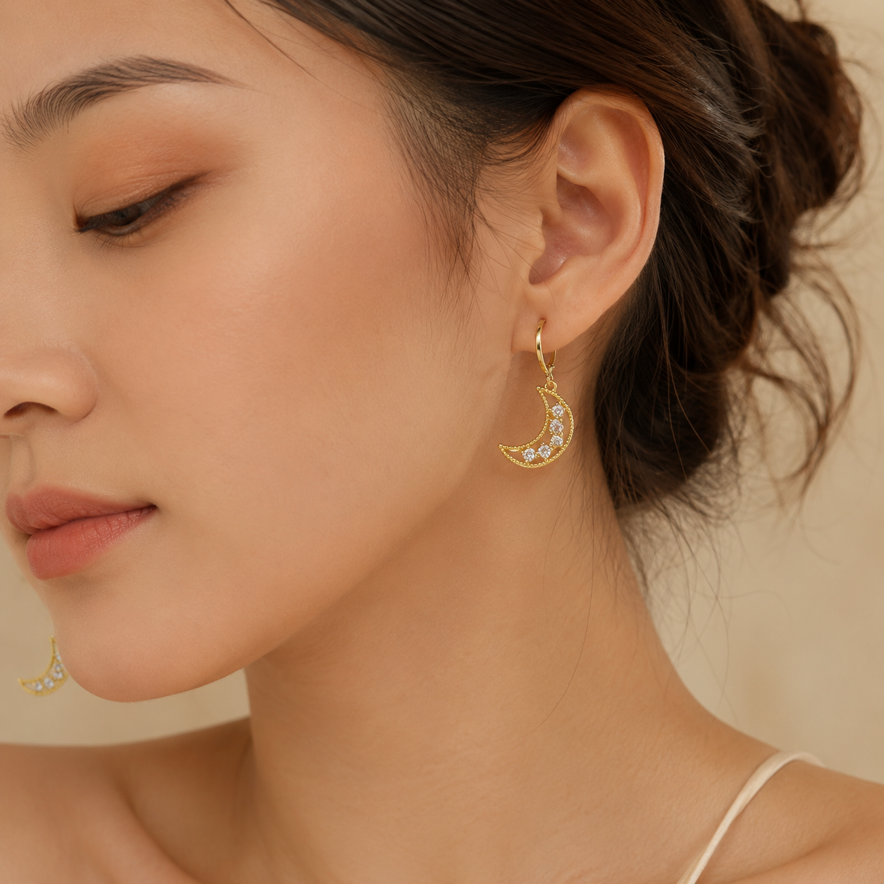 Crystal Crescent Moon Earrings
