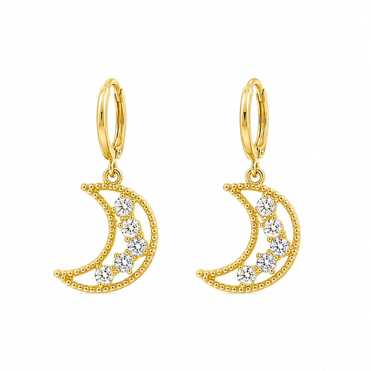 Crystal Crescent Moon Earrings
