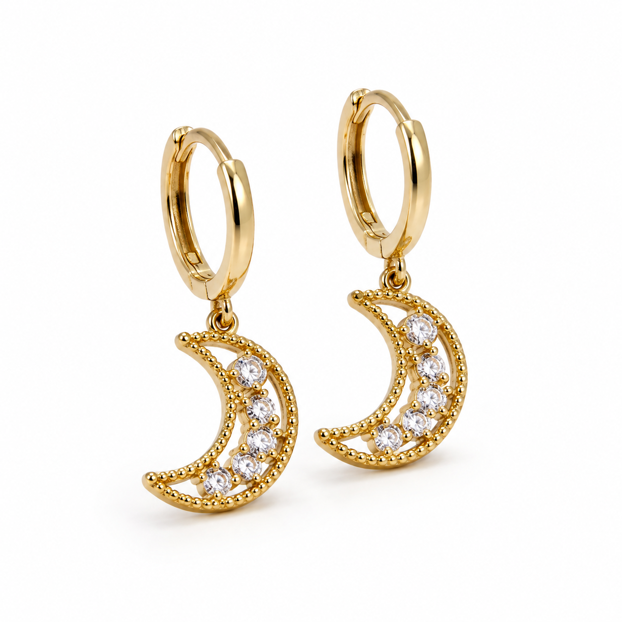 Crystal Crescent Moon Earrings