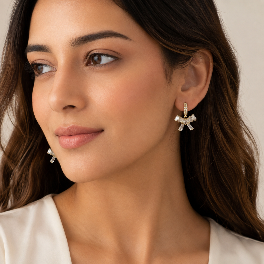 Baguette Bow Drop Earrings