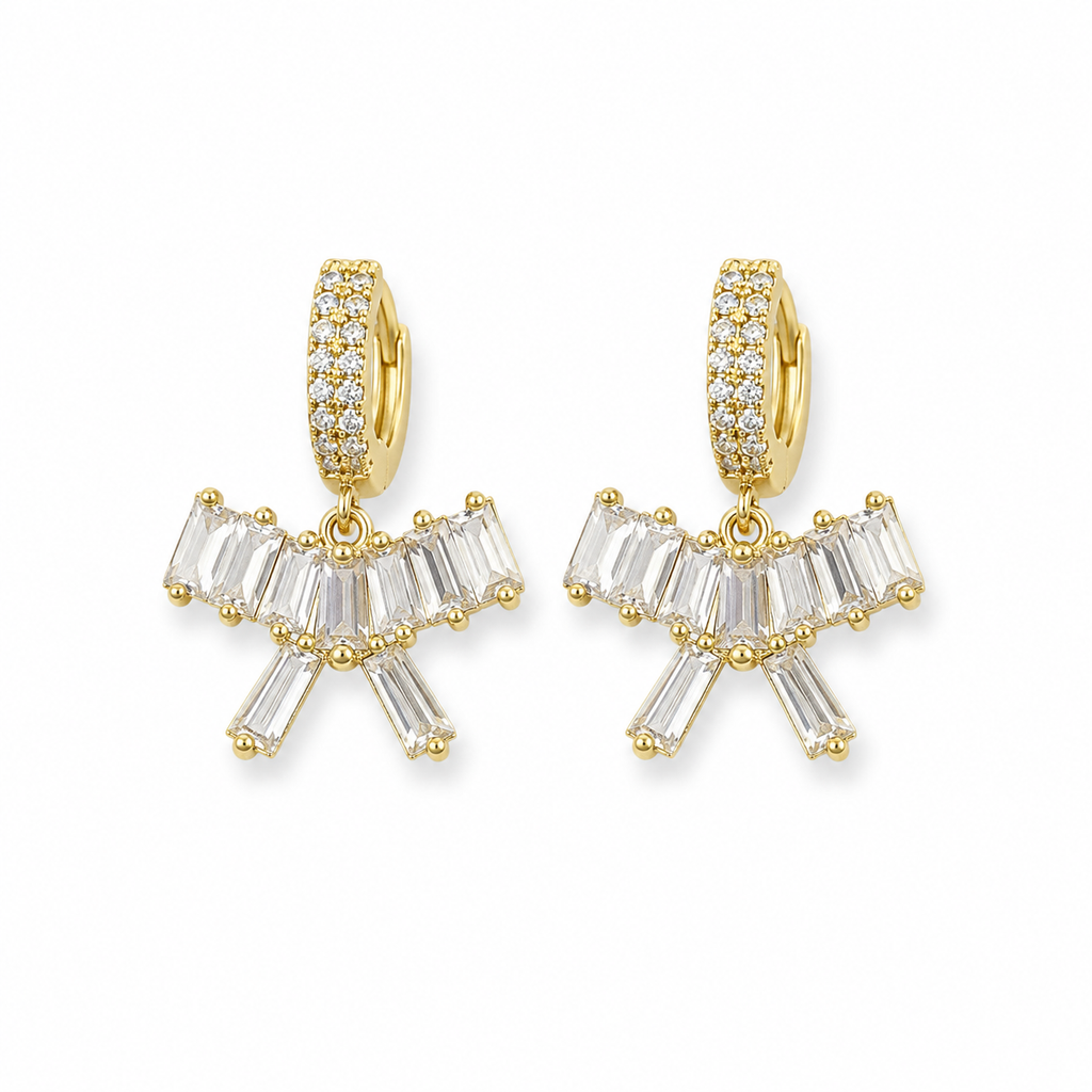 Baguette Bow Drop Earrings