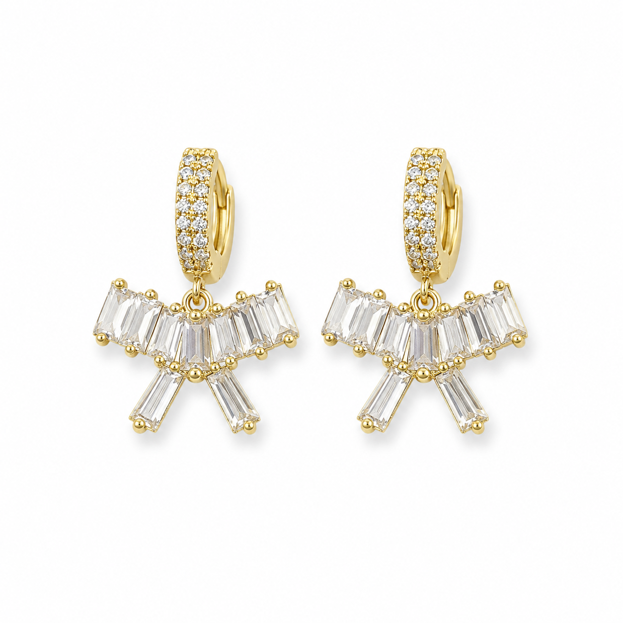 Baguette Bow Drop Earrings