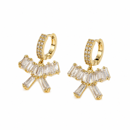 Baguette Bow Drop Earrings
