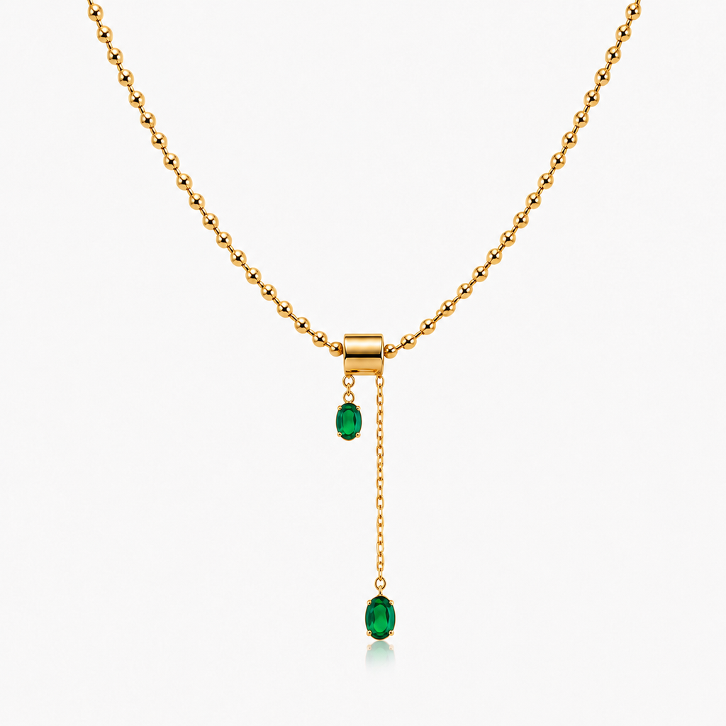 Emerald Drop Lariat Necklace