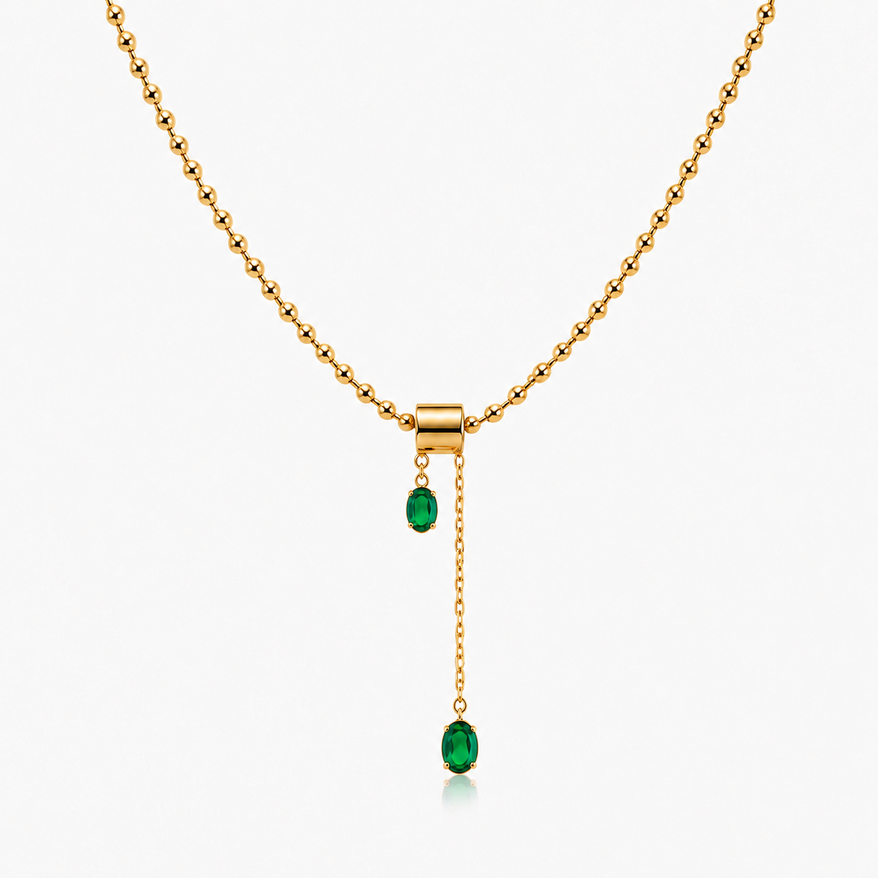 Emerald Drop Lariat Necklace