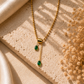 Emerald Drop Lariat Necklace