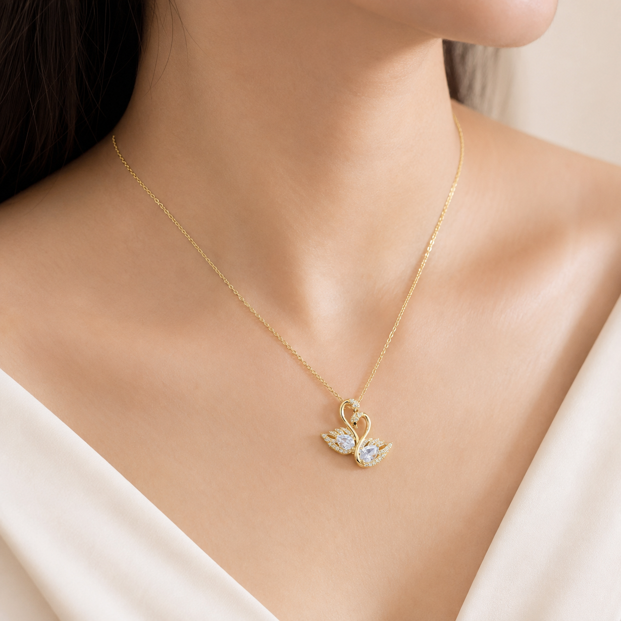 Crystal Swan Pendant Necklace