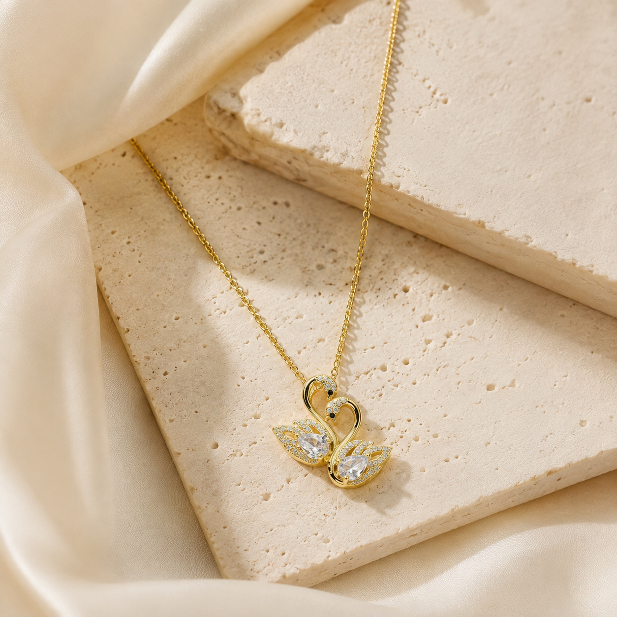 Crystal Swan Pendant Necklace