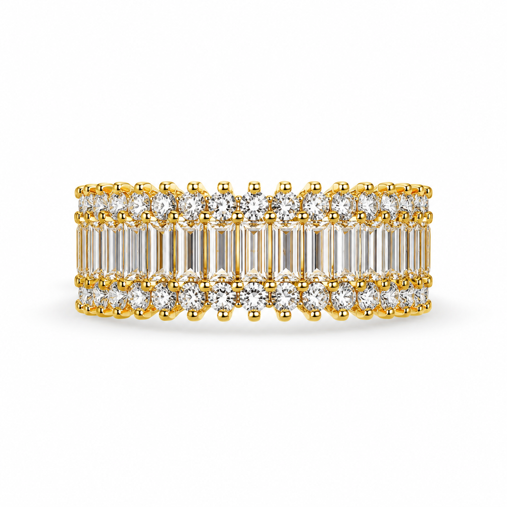 Triple Row Baguette Crystal Ring