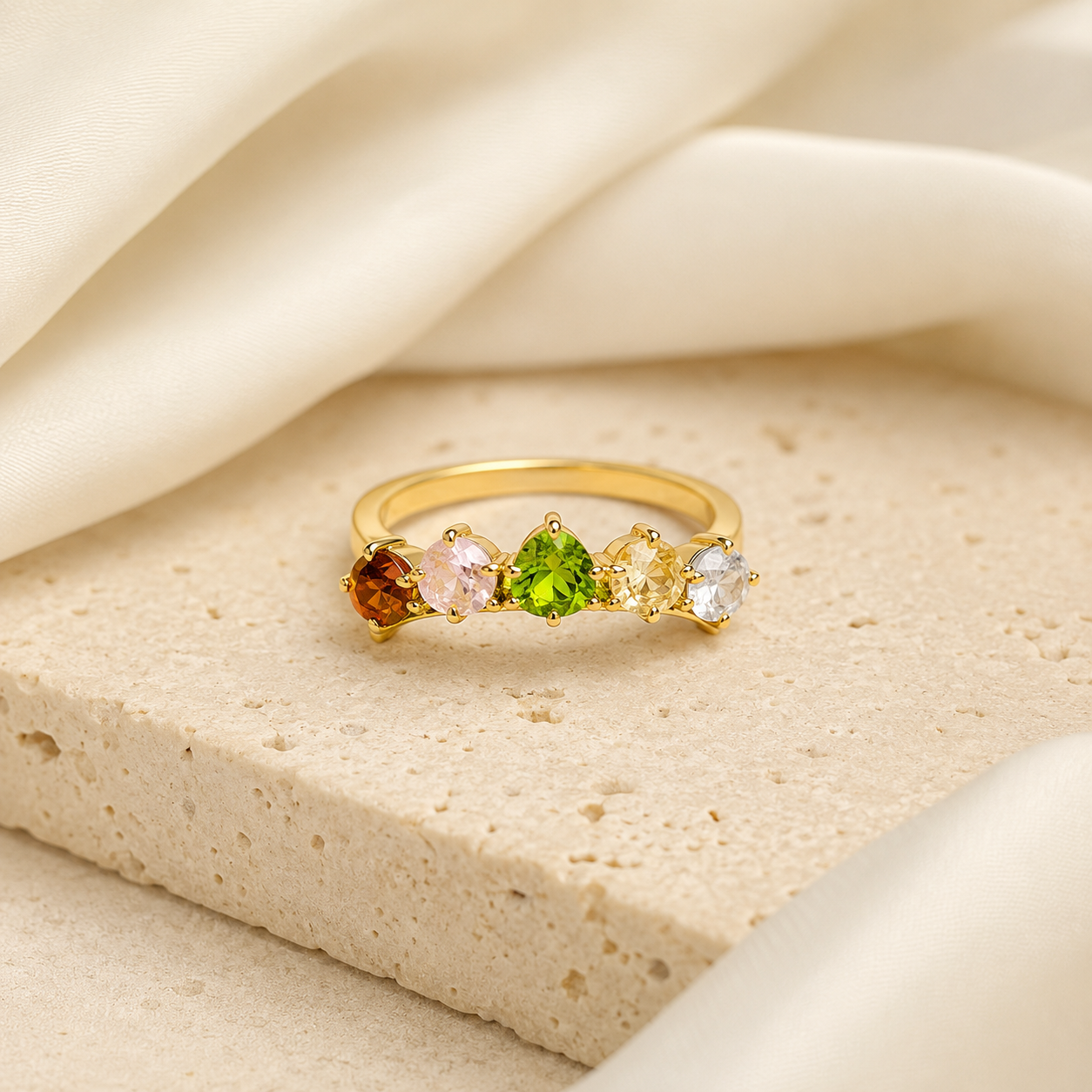 Rainbow Five-Stone Ring