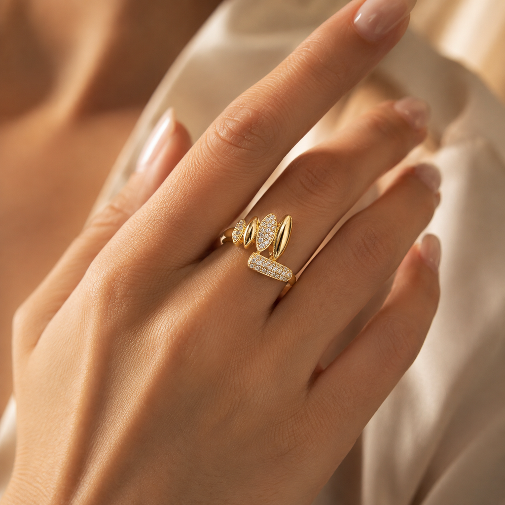 Mixed Pave Marquise Statement Ring