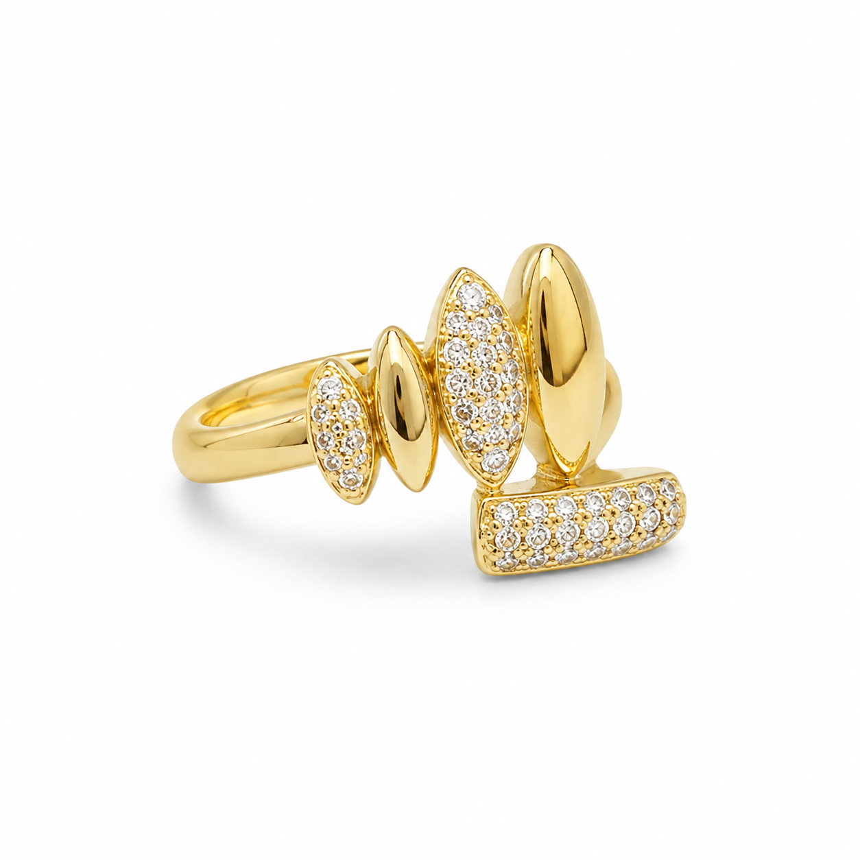 Mixed Pave Marquise Statement Ring