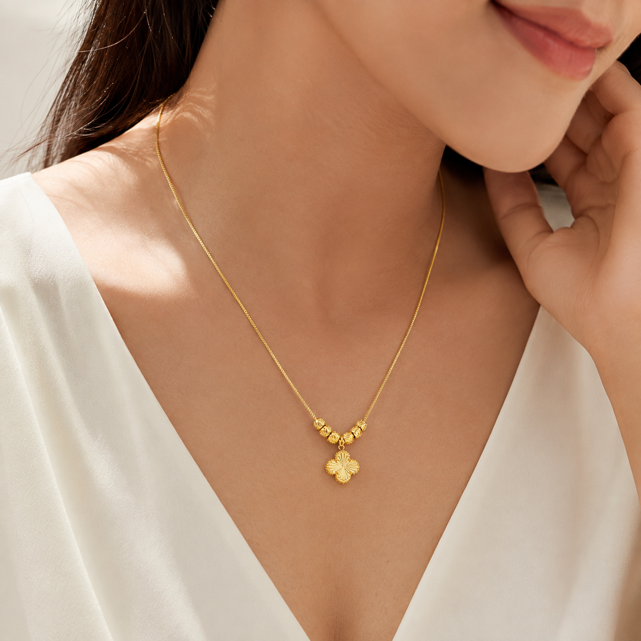 Gold Floral Medallion Necklace