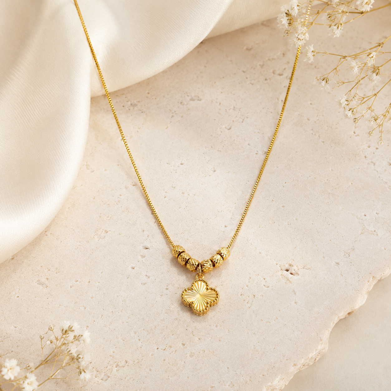 Gold Floral Medallion Necklace