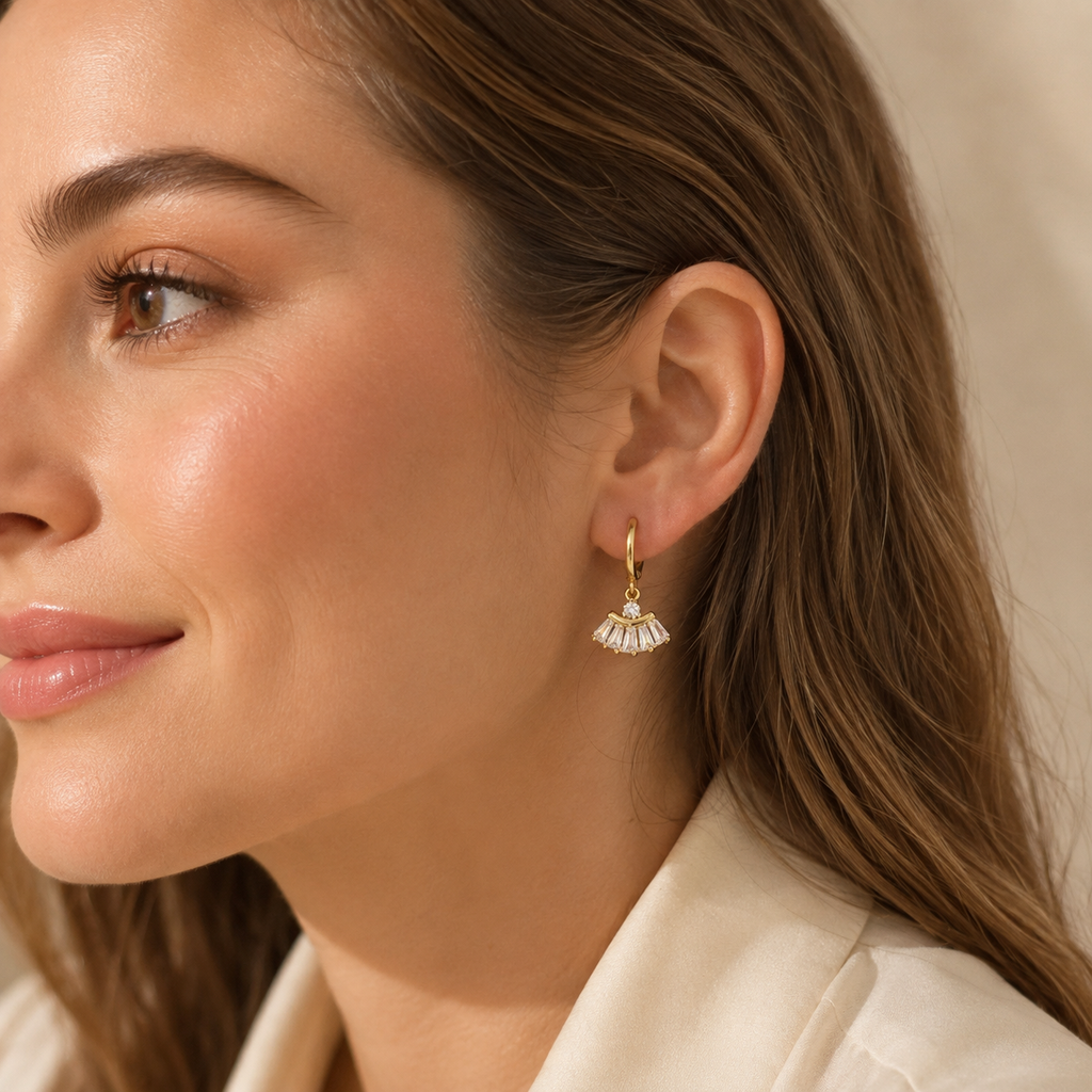 Baguette Fan Drop Earrings