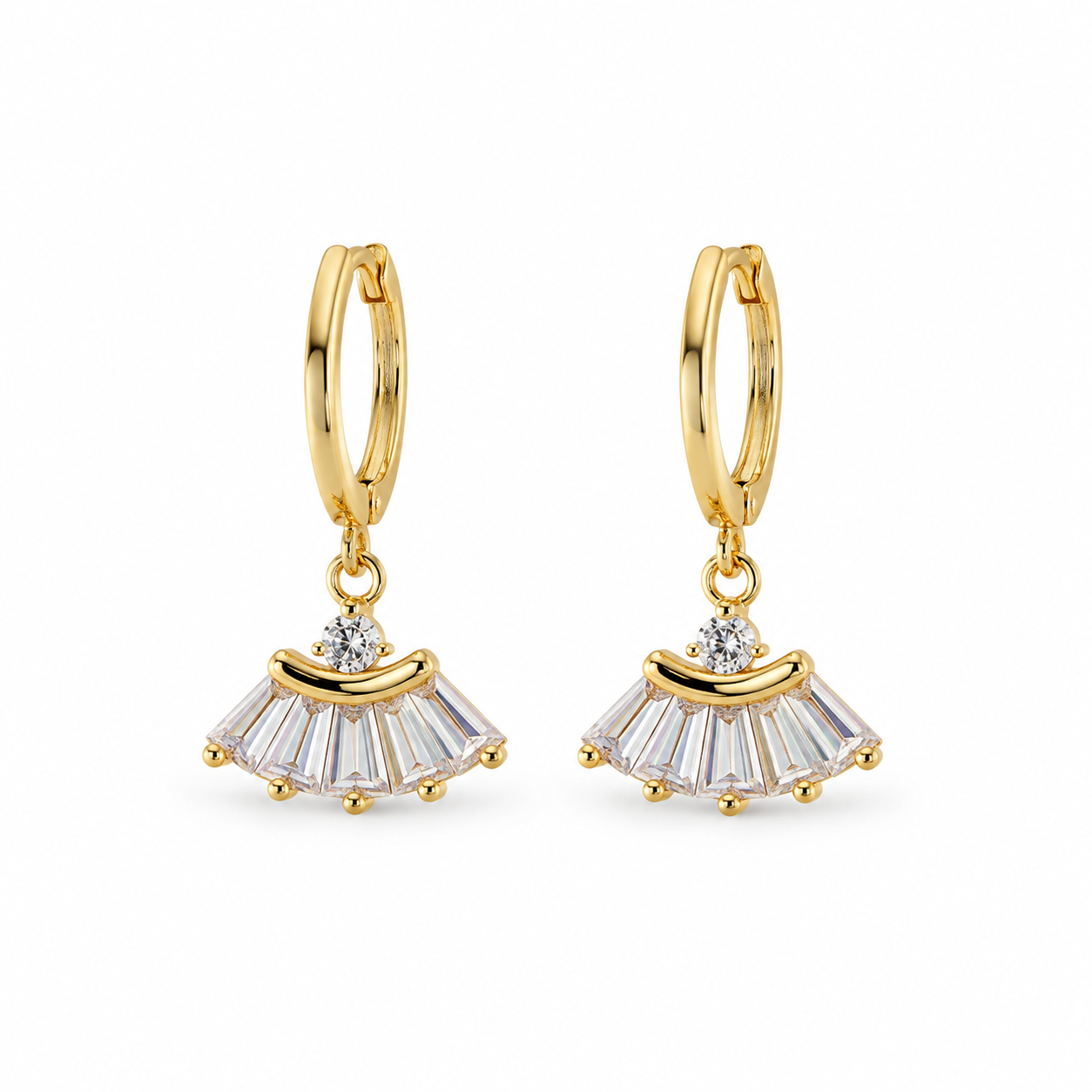 Baguette Fan Drop Earrings