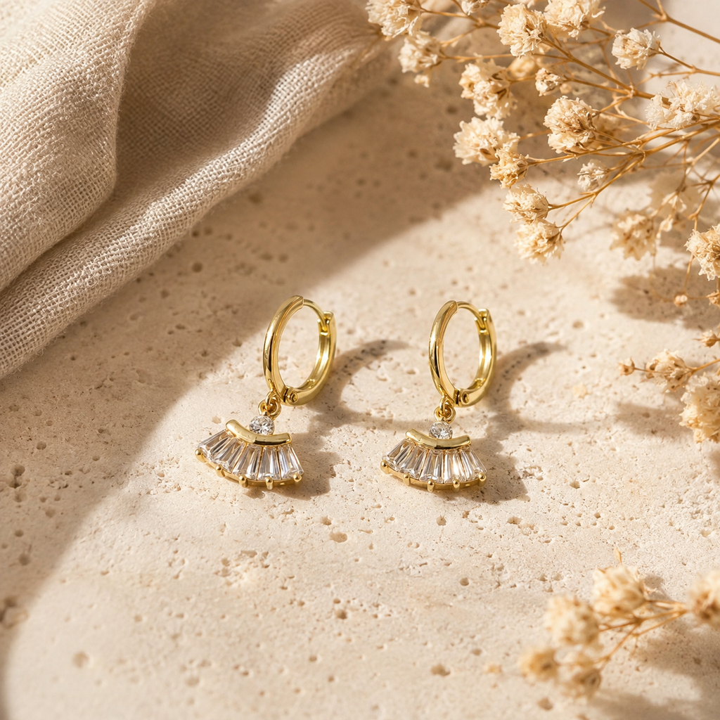 Baguette Fan Drop Earrings