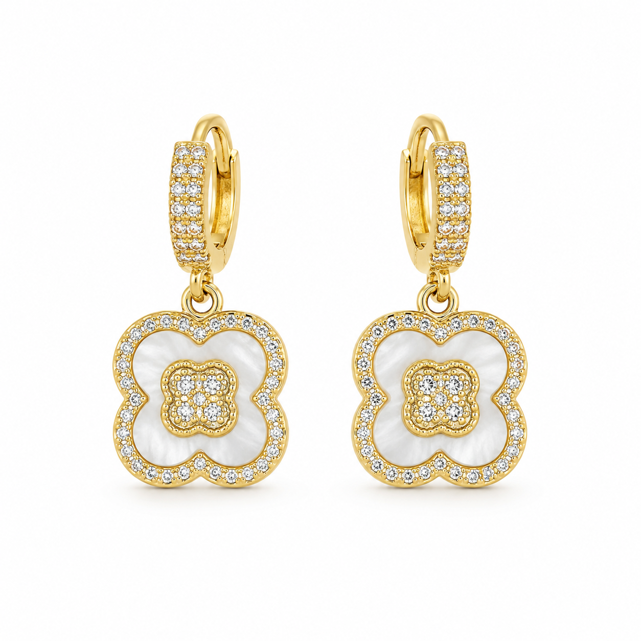 Crystal Clover Drop Earrings