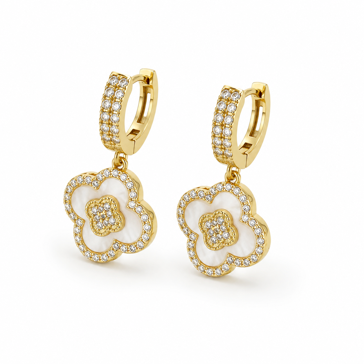Crystal Clover Drop Earrings