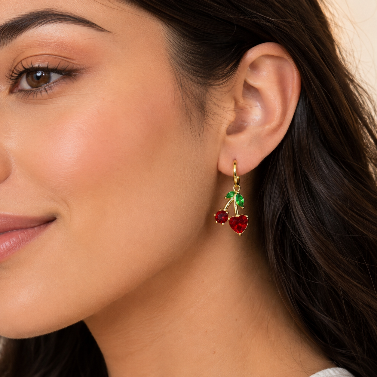 Cherry Charm Hoop Earrings