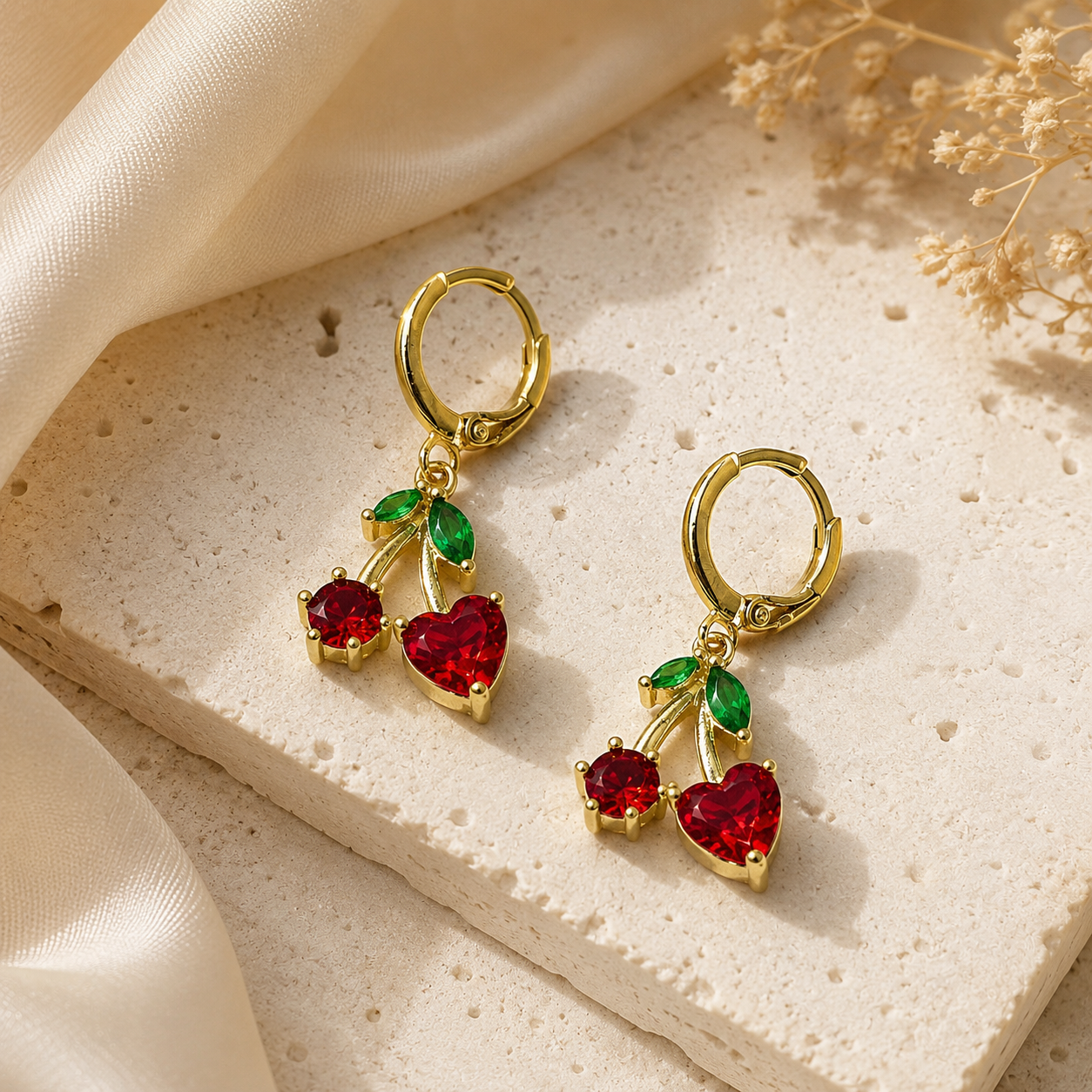 Cherry Charm Hoop Earrings component