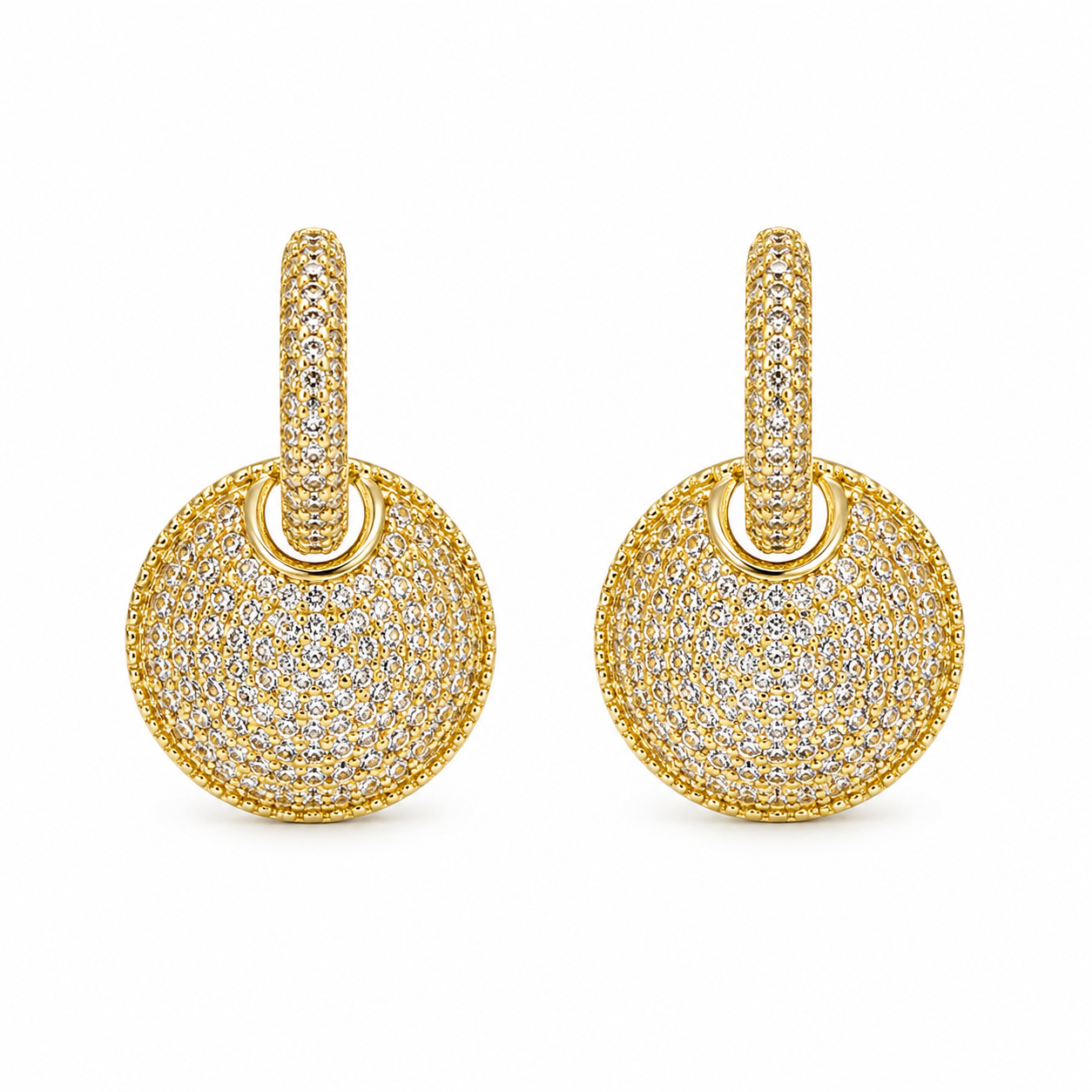 Pavé Disc Drop Earrings