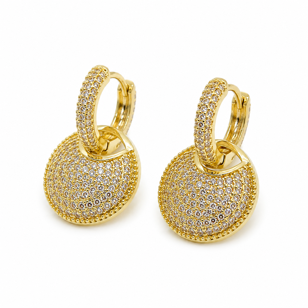Pavé Disc Drop Earrings