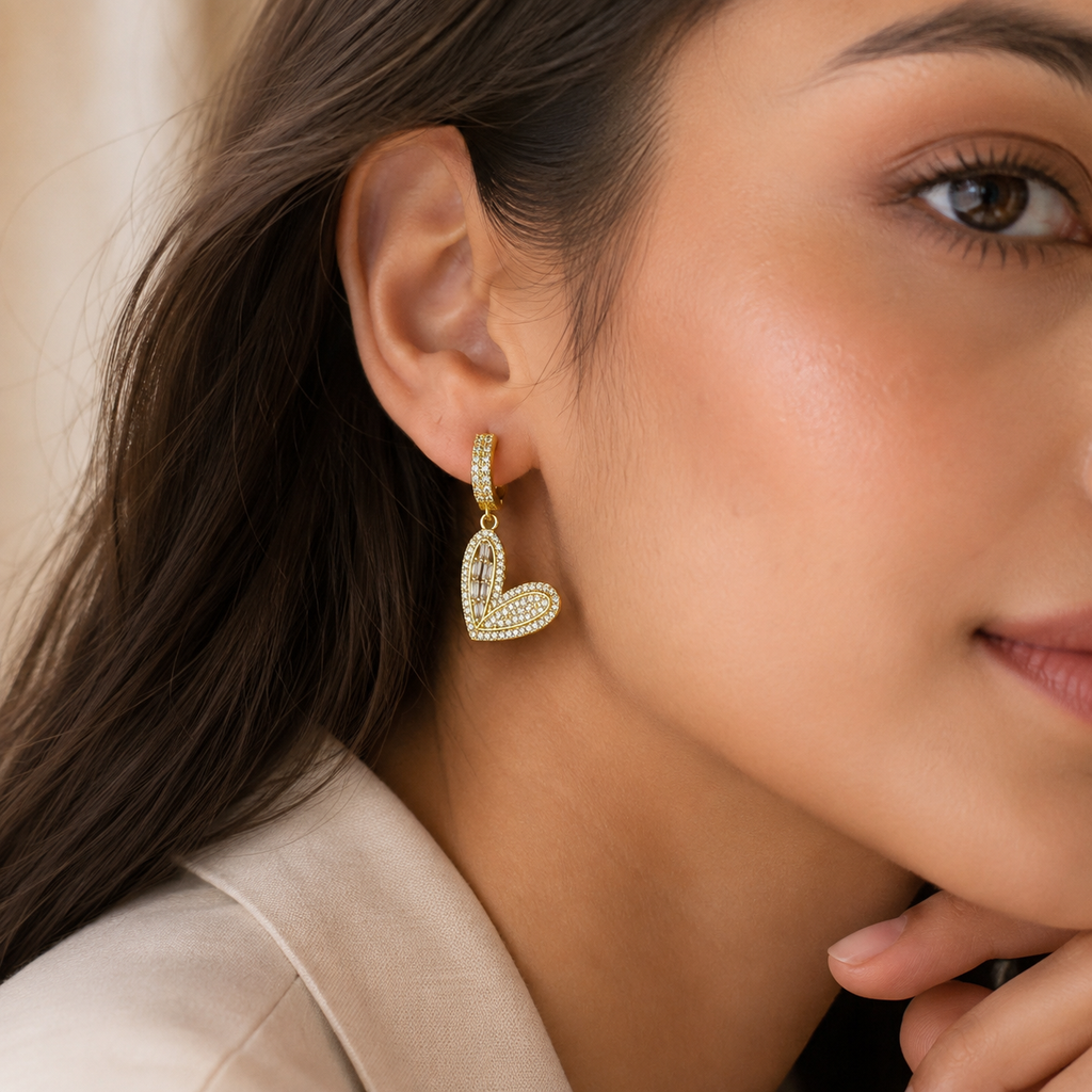 Crystal Heart Drop Earrings