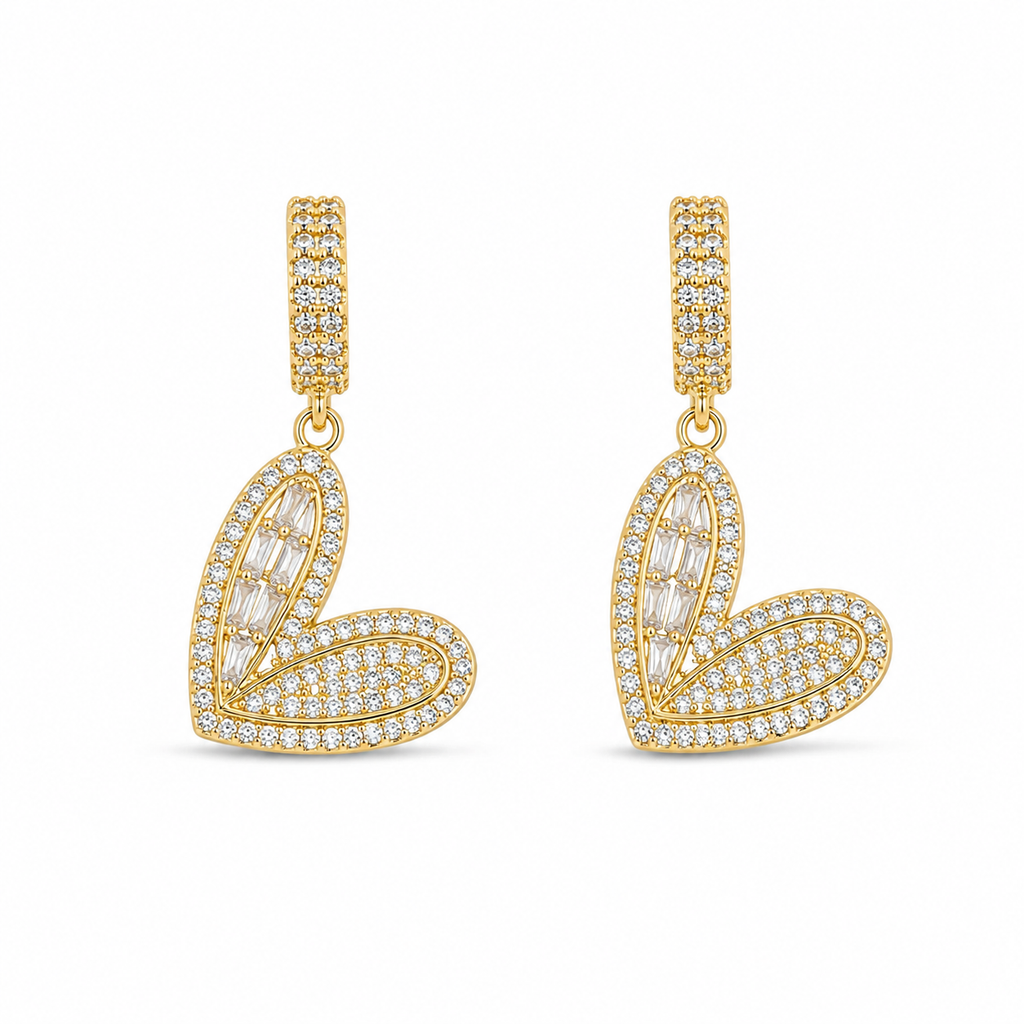 Crystal Heart Drop Earrings