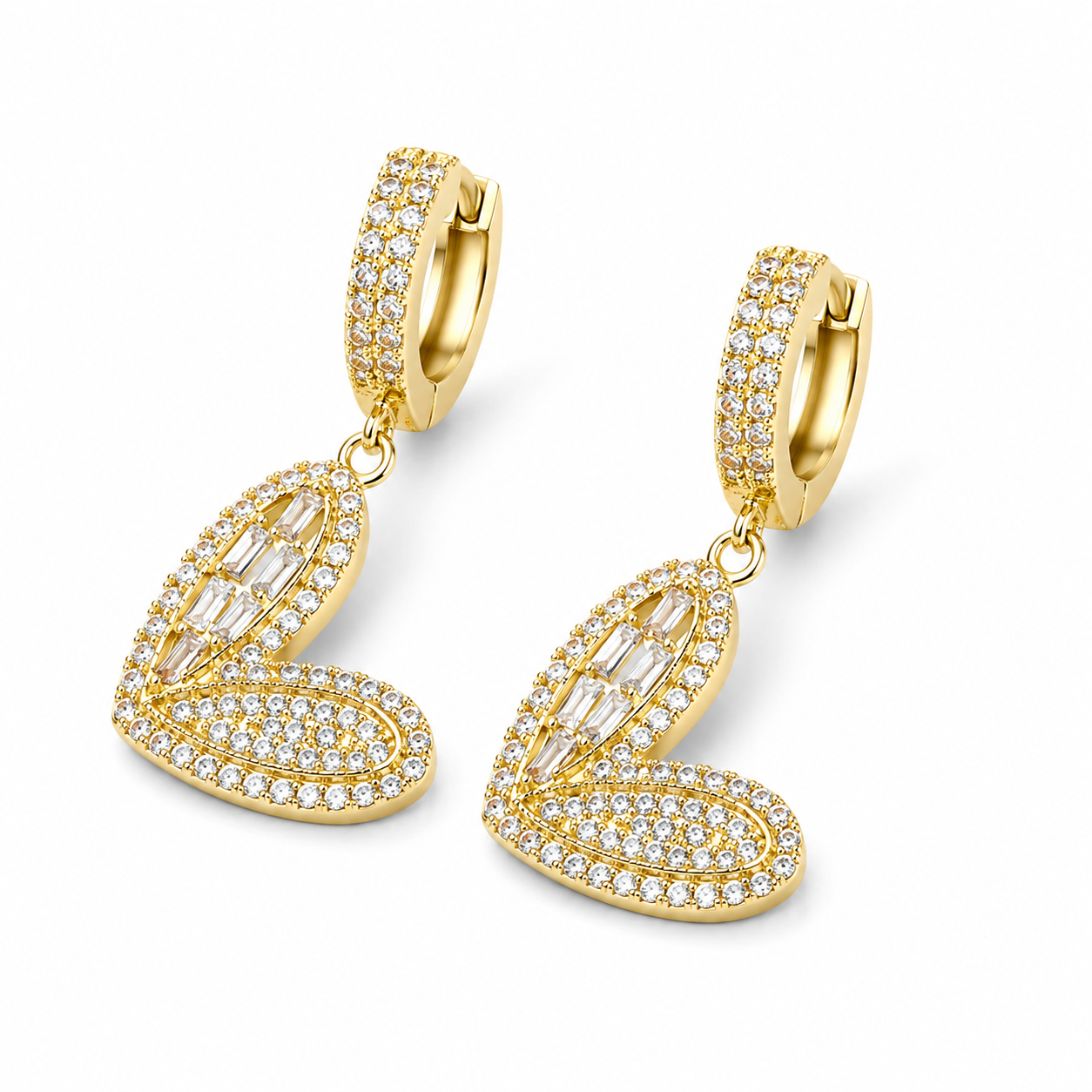 Crystal Heart Drop Earrings