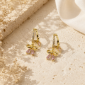 Pink Bow Charm Hoop Earrings