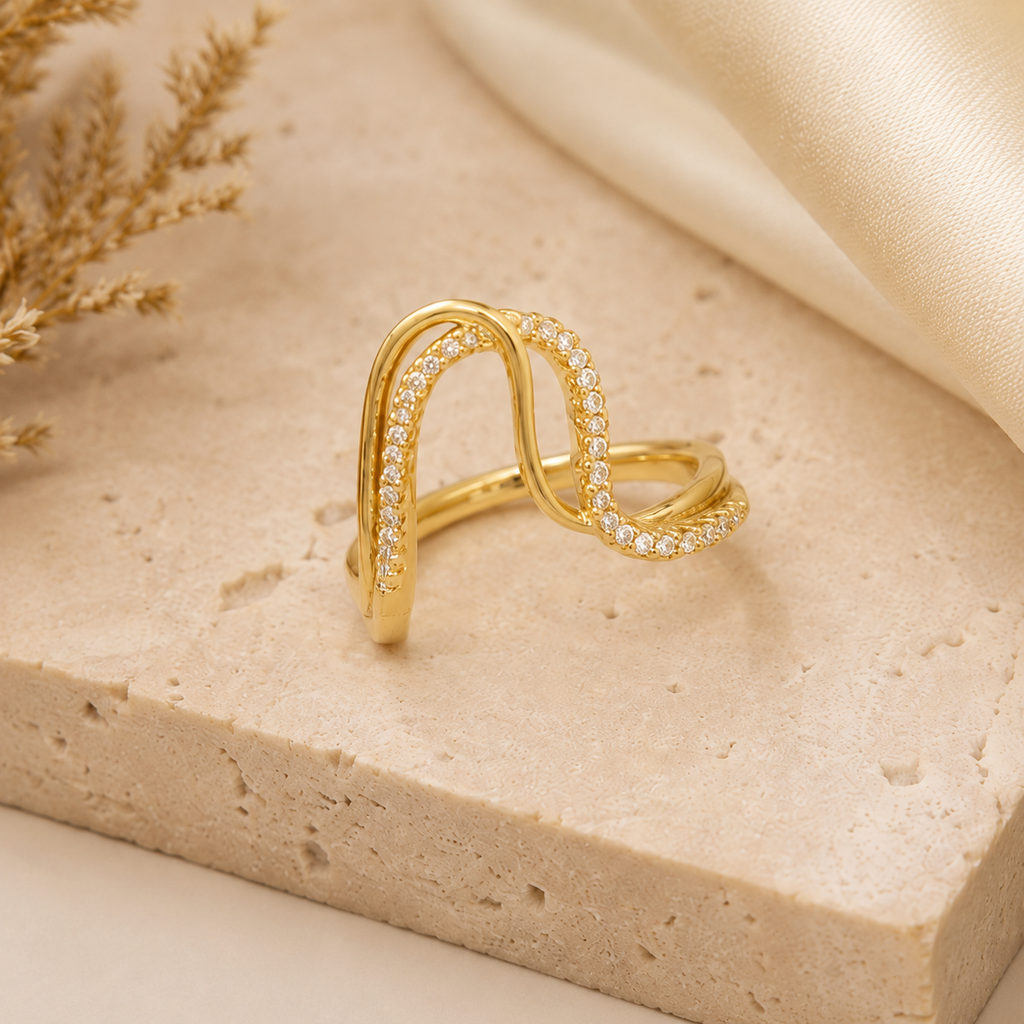 Crystal Wave Open Ring