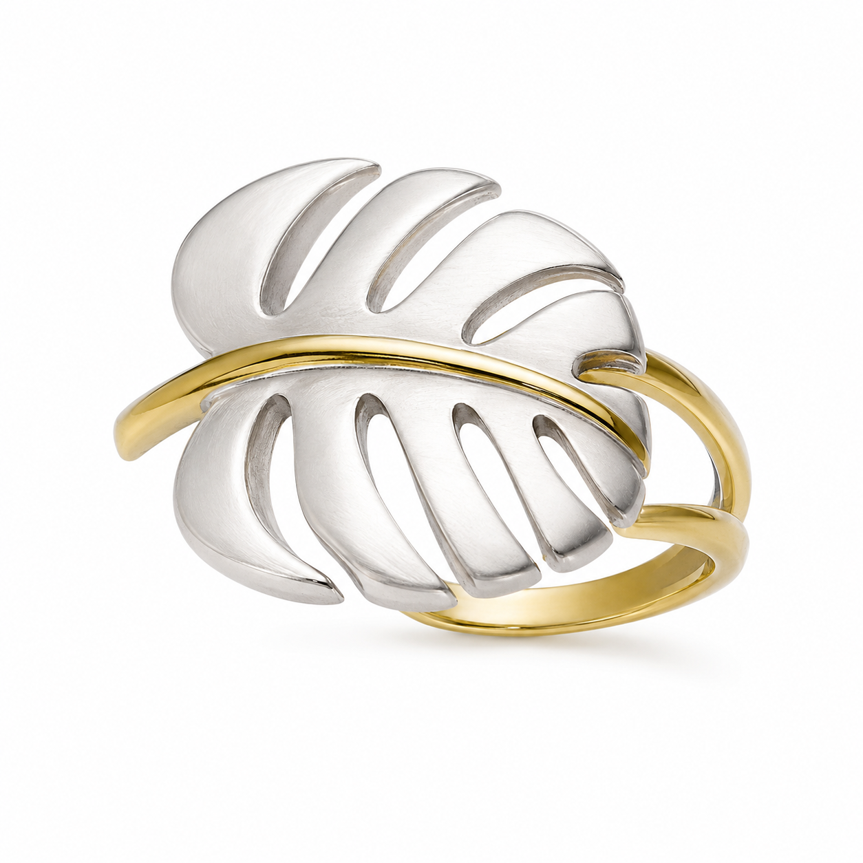 Silver & Gold Monstera Leaf Ring