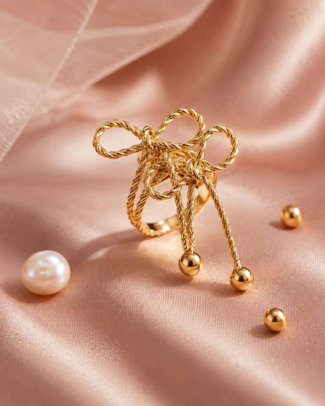 Gold Twisted Rope Bow Ring