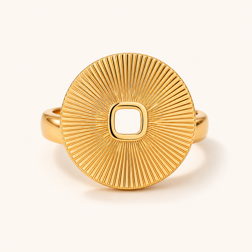 Gold Sunburst Disc Ring