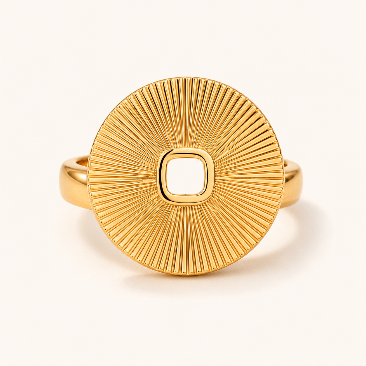 Gold Sunburst Disc Ring