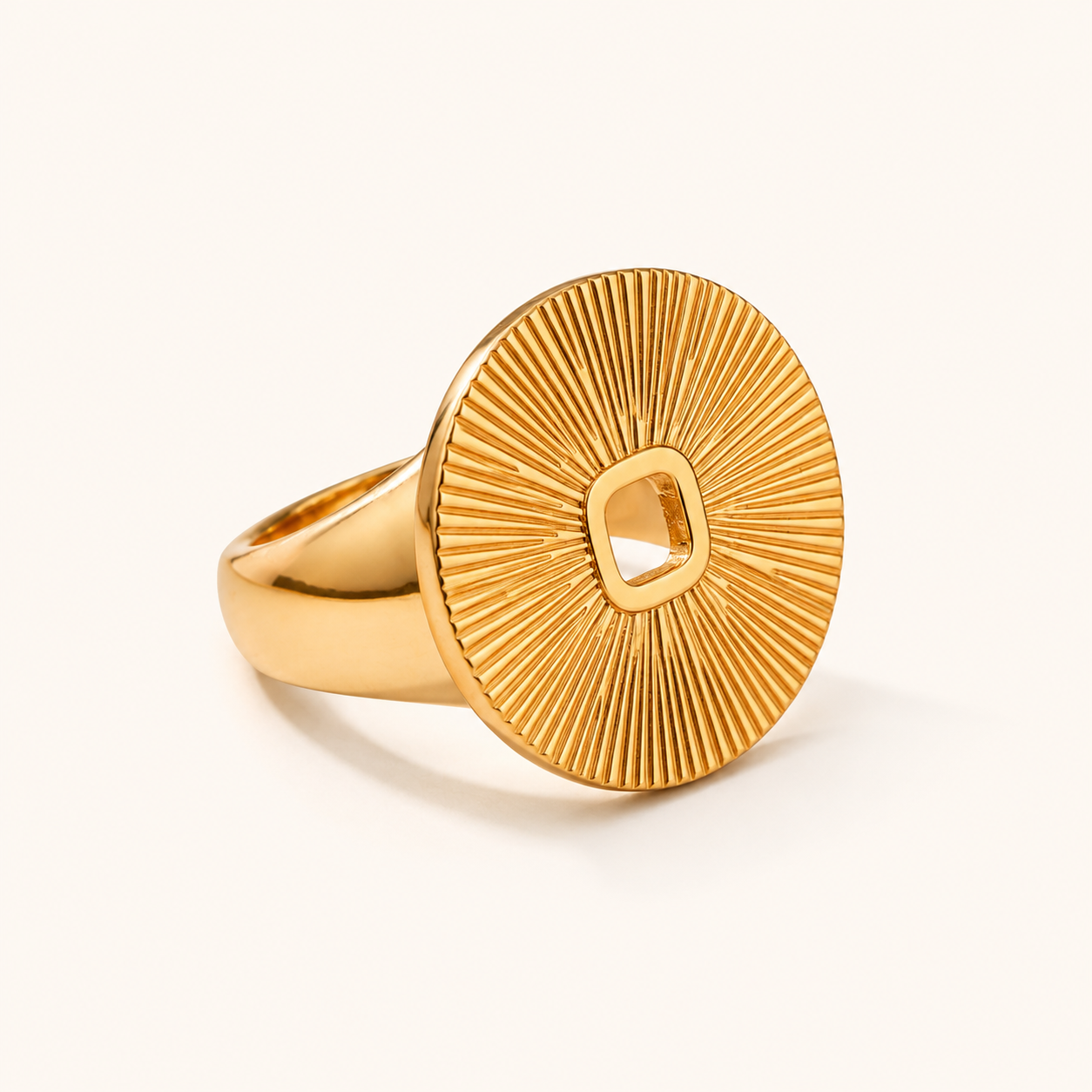 Gold Sunburst Disc Ring