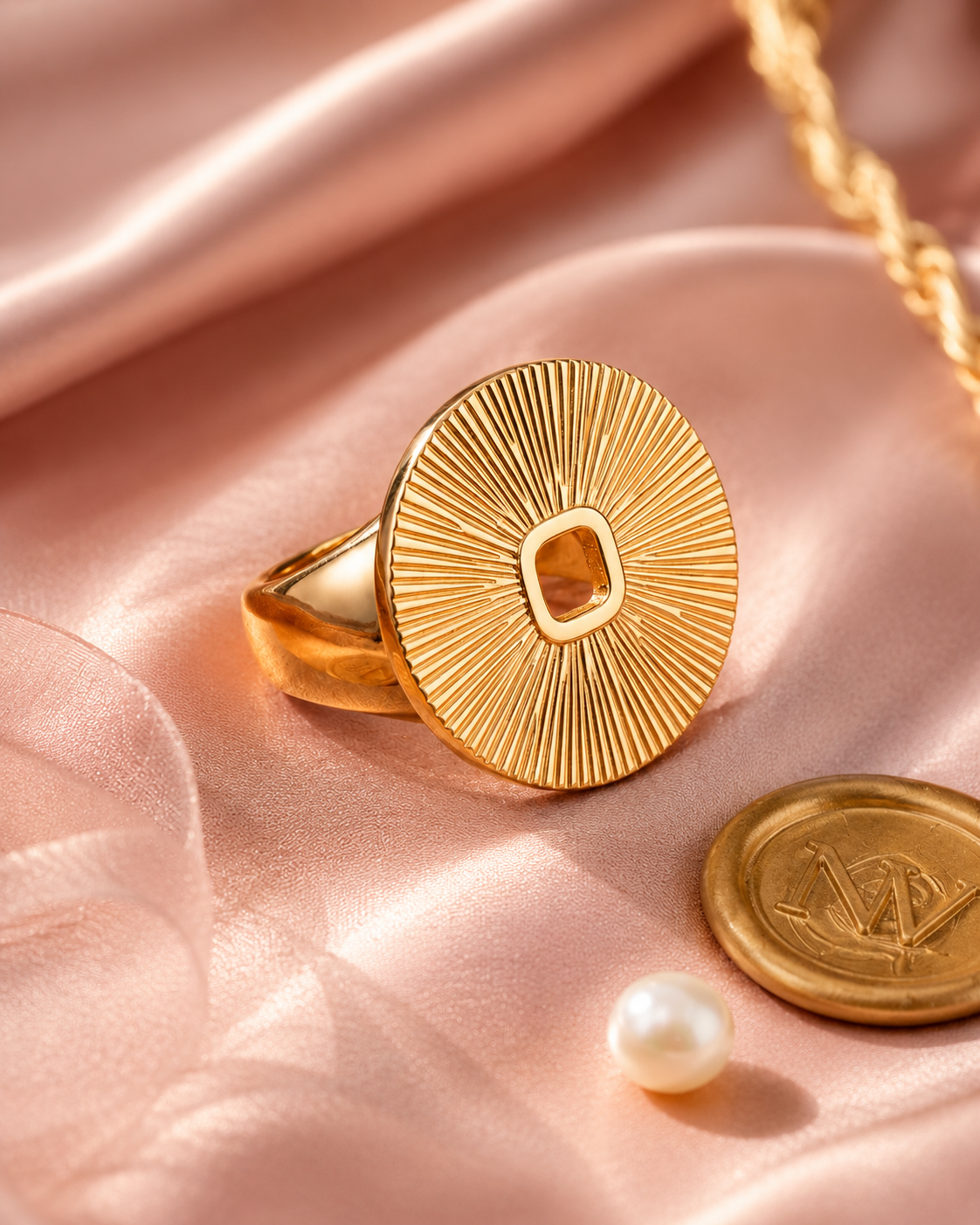 Gold Sunburst Disc Ring