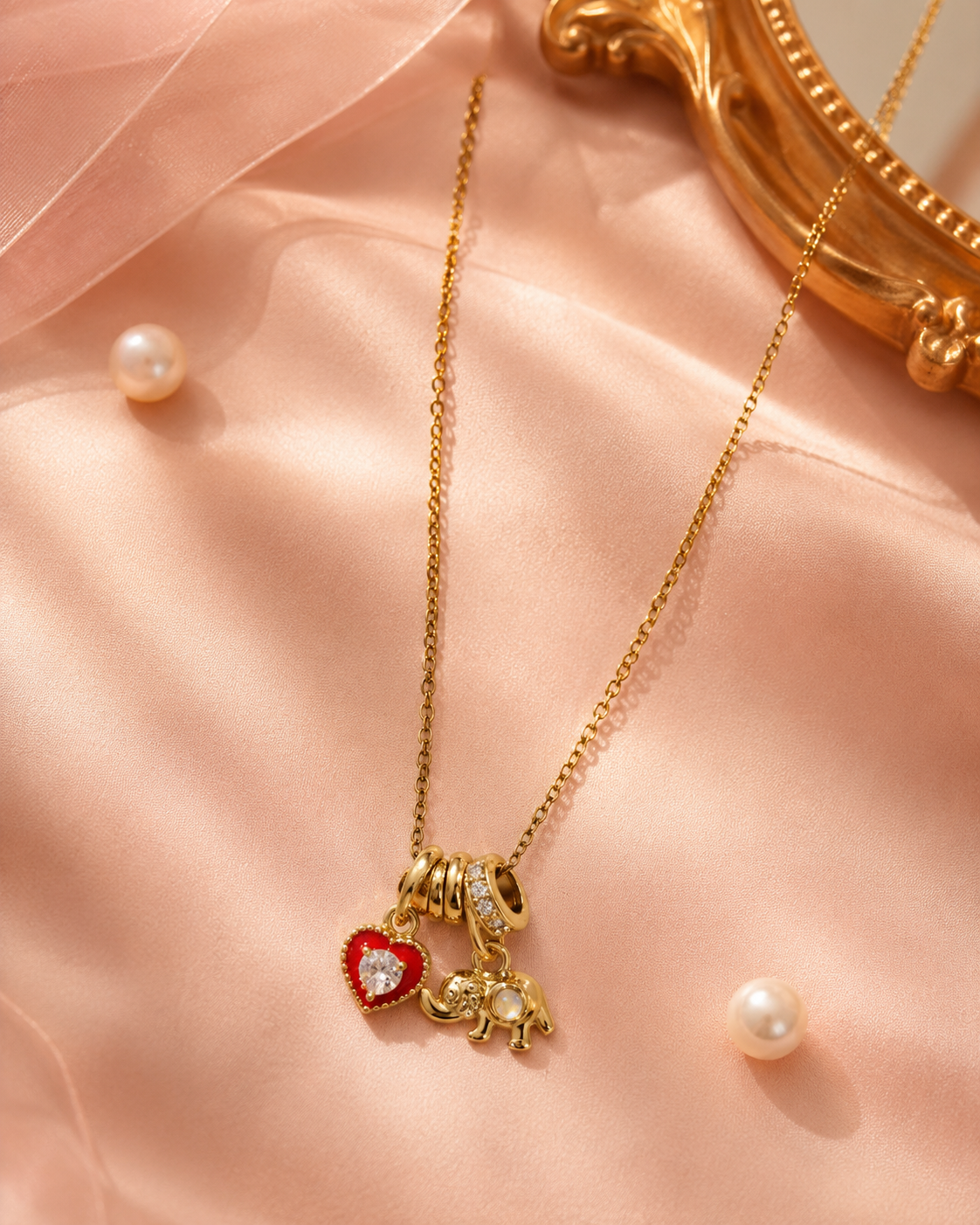 Elephant & Heart Charm Necklace