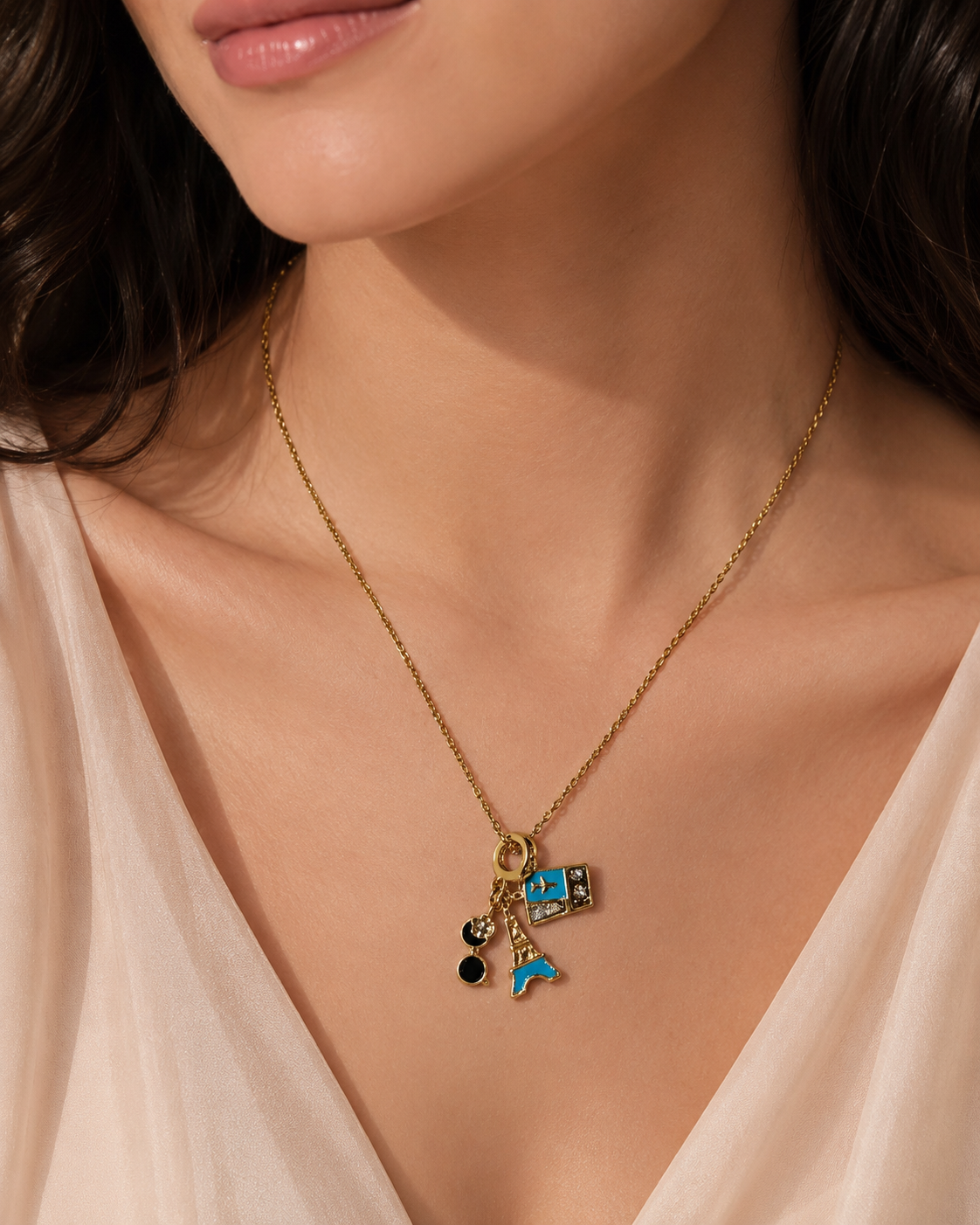 Travel Charm Cluster Necklace