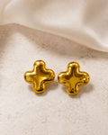 Puffy Cross Clover Stud Earrings