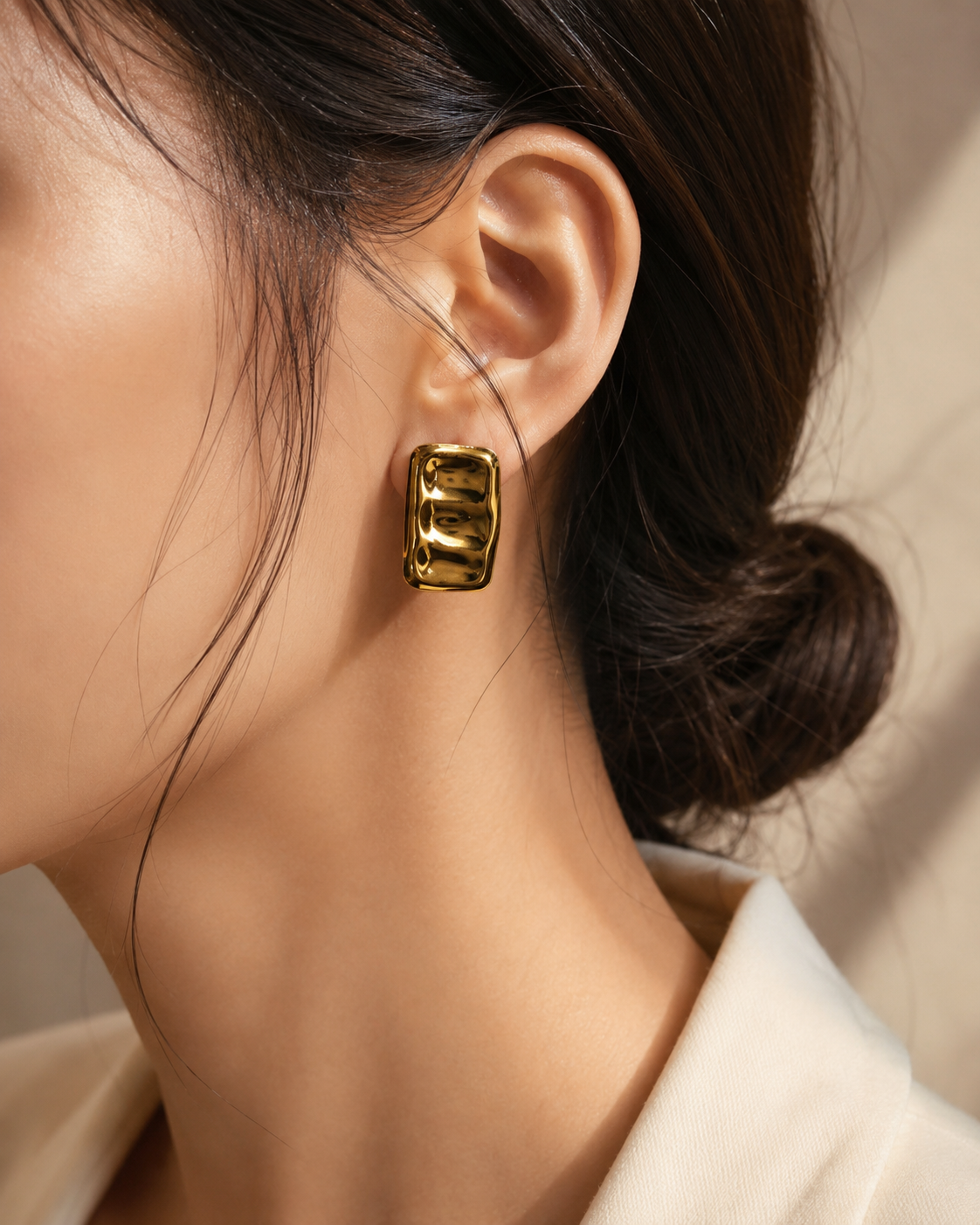 Hammered Rectangle Earrings