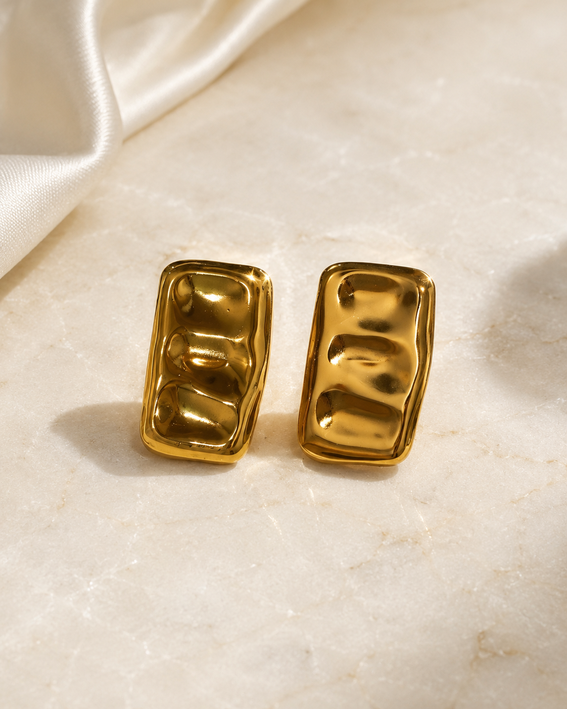 Hammered Rectangle Earrings