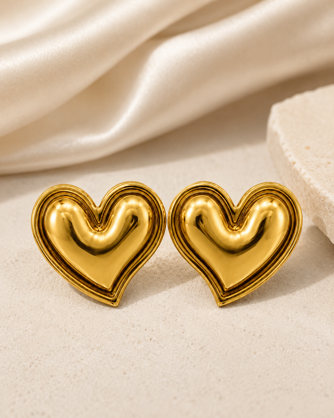 Puffy Heart Stud Earrings